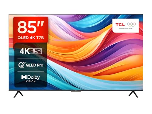 Tcl 85T7B 85-Zoll Qled Pro Fernseher, 4K Ultra Hd, Hdr Pro, Smart Google Tv (Dolby Vision & Atmos, Motion Clarity, Freihändige Sprachsteuerung, Kompat