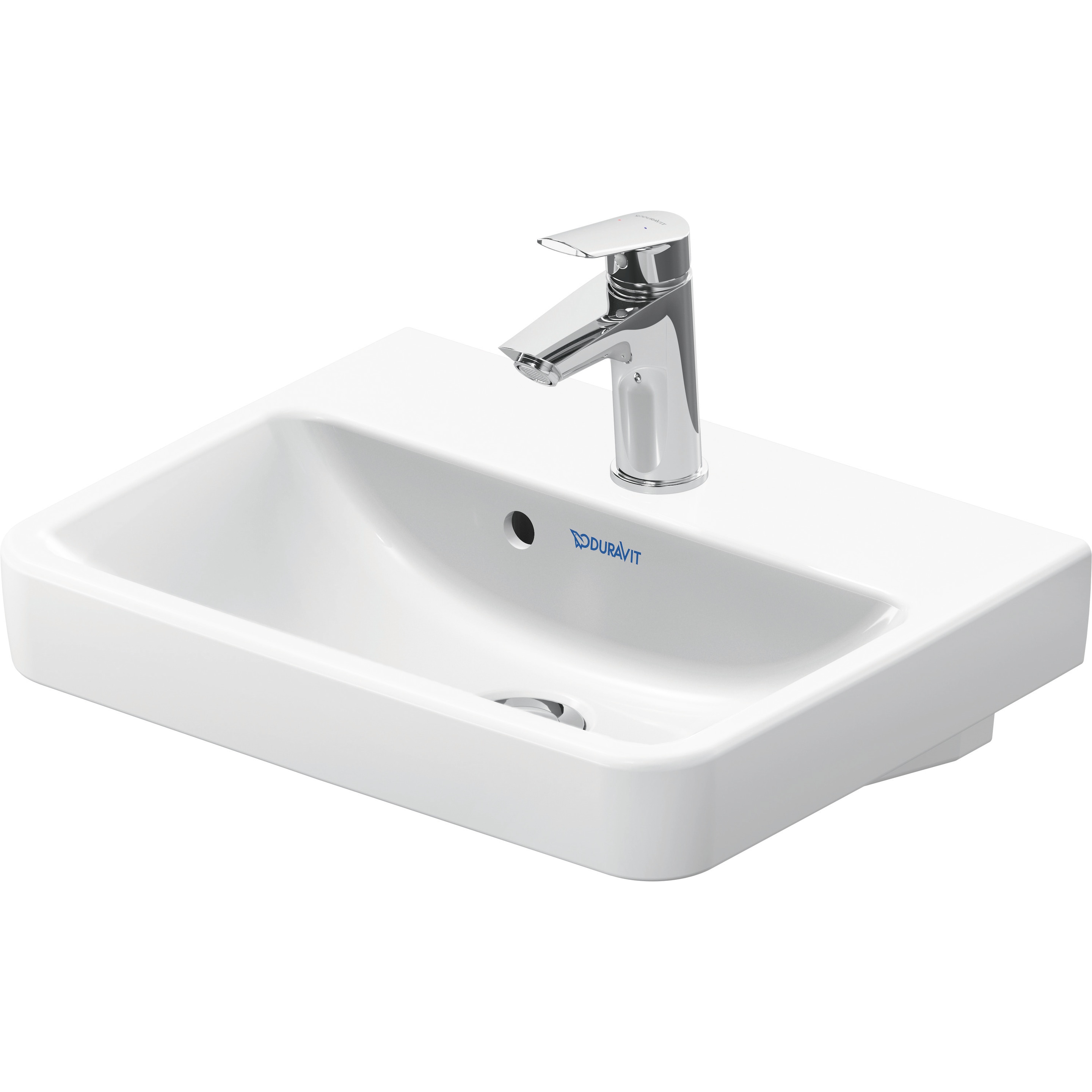 Duravit, Waschbecken, Handwaschbecken No 1 weiss, mit Überlauf, 1 Hahnloch 450x350mm (350 mm)