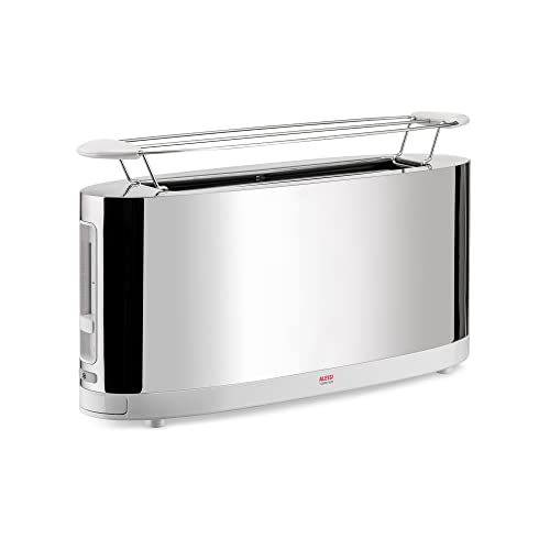Alessi Sg68 - Tostapane Di Design Con Scaldabrioche, Acciaio Inox E Pc, Bianco