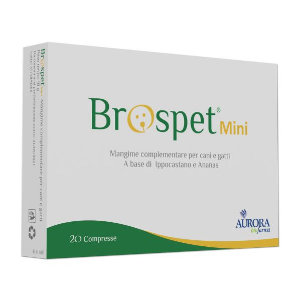 Aurora biofarma brospet compresse cane e gatto - mini 20 compresse - spedizione gratis 1° ordine + scegli lo sconto bzr5 / bzr20
