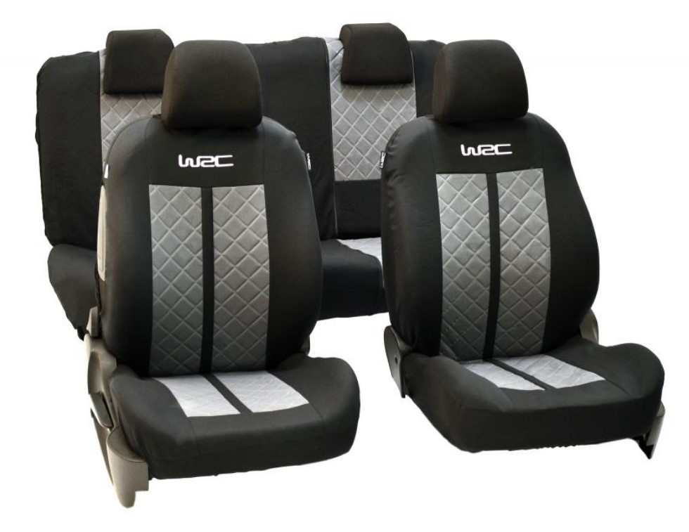 WRC 007588 Sitzschonbezug schwarz, silber Mit Motiv Polyester vorne und hinten