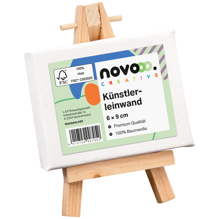NOVOOO Creative Mini-Keilrahmen-Set inkl. Staffelei 6 x 9 cm weiß