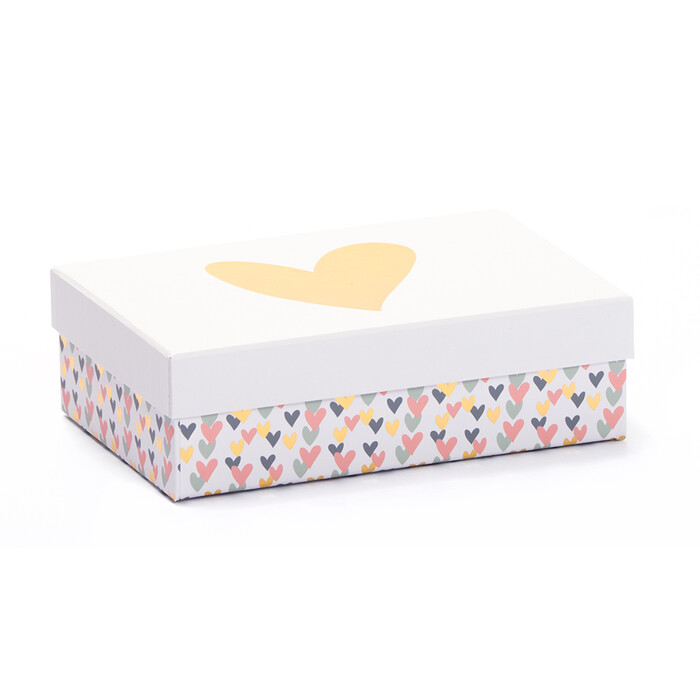 Geschenkschachtel Hotfoil Herzen 18 x 12 x 5,5 cm