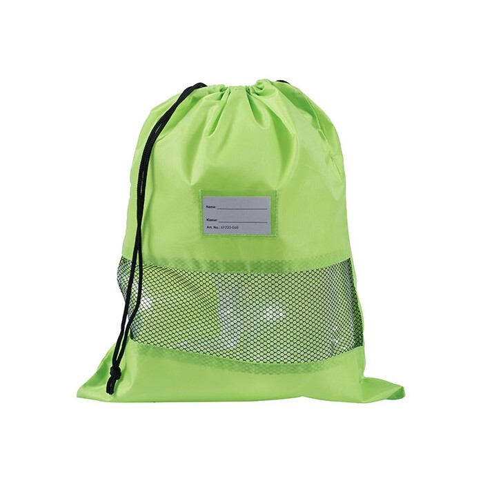 Sportbeutel mit Netz und Namensschild 41 x 33 cm grün