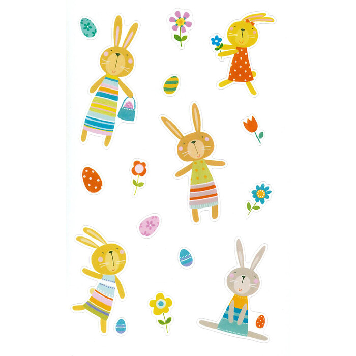 Ostersticker Osterhasen und Blumen bunt