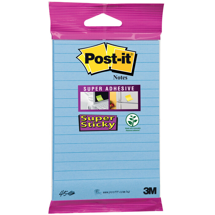 POST-IT Haftnotiz Super Sticky liniert blau