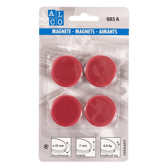 ALCO Magnete Ø 32 mm 4 Stück rot