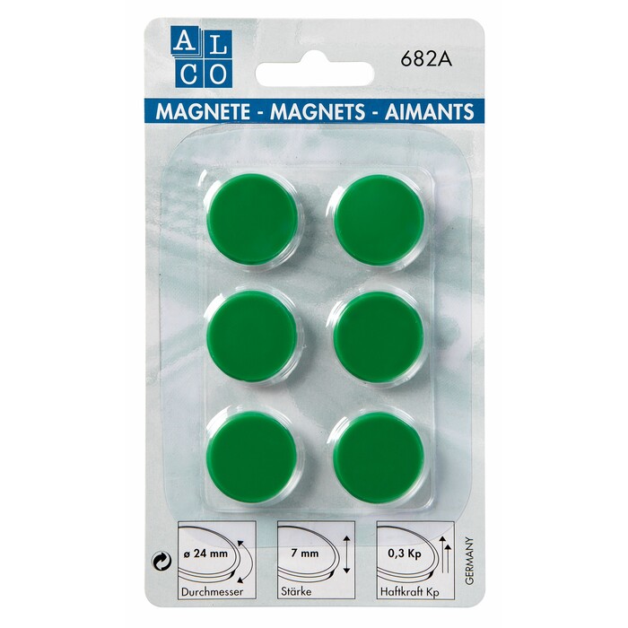 ALCO Magnete Ø 24 mm 6 Stück grün