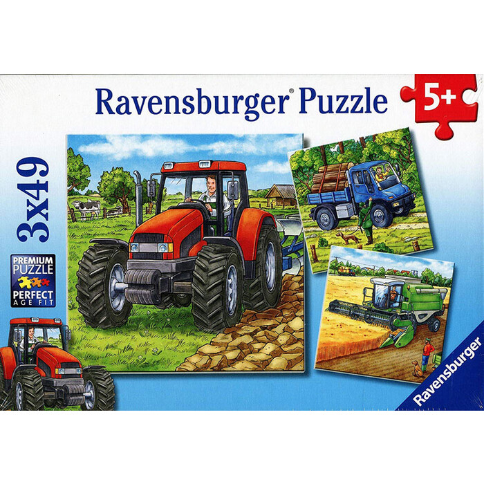 RAVENSBURGER Puzzle Große Landmaschinen 3 x 49 Teile