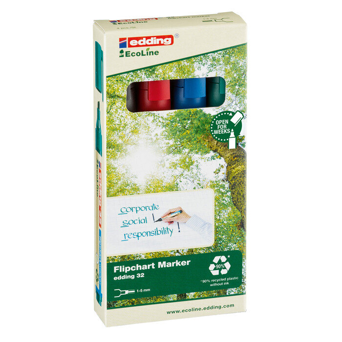 EDDING Flipchartmarker-Set 32 Ecoline Keilspitze 1-5 mm mehrere Farben