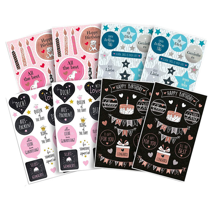 AVERY Zweckform Geburtstagssticker-Set 162 Aufkleber bunt