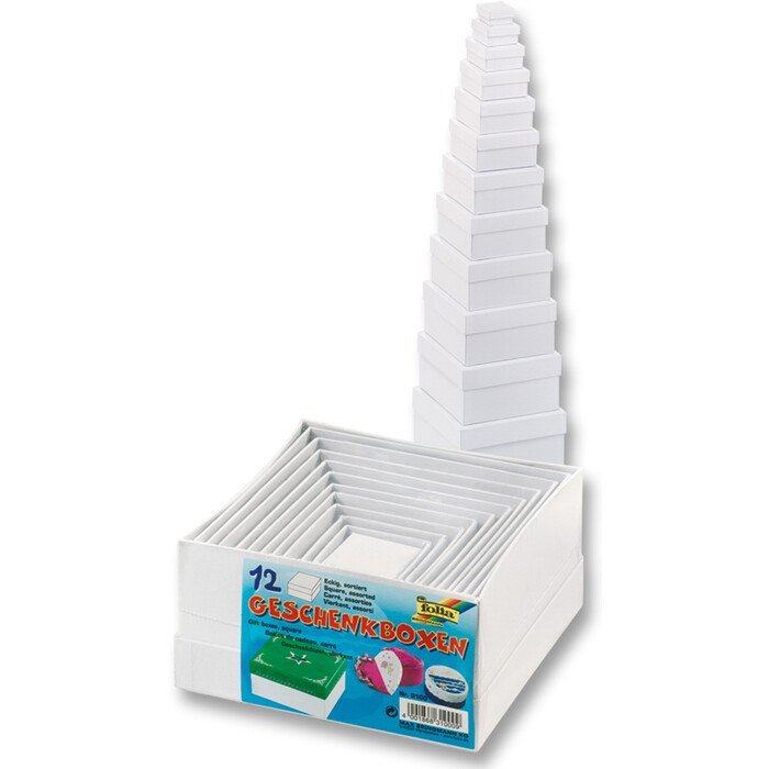 FOLIA Bastelboxen-Set eckig 12 Teile weiß
