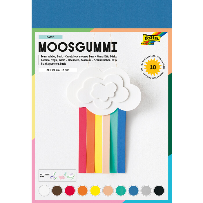 FOLIA Moosgummi 20 x 29 cm 10 Bögen mehrere Farben