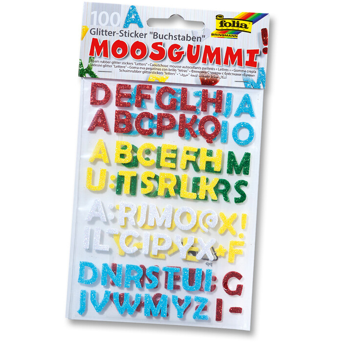 FOLIA Glitter-Sticker Buchstaben aus Moosgummi 100 Stück