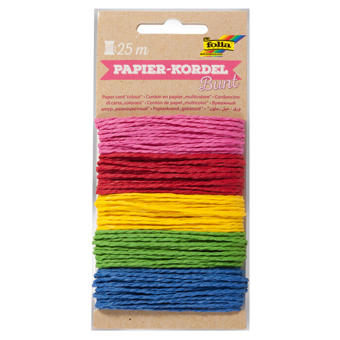 FOLIA Papierkordel-Set Bunt 5 x 5 m mehrere Farben