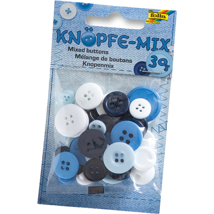 FOLIA Knöpfe-Mix 30 g blau