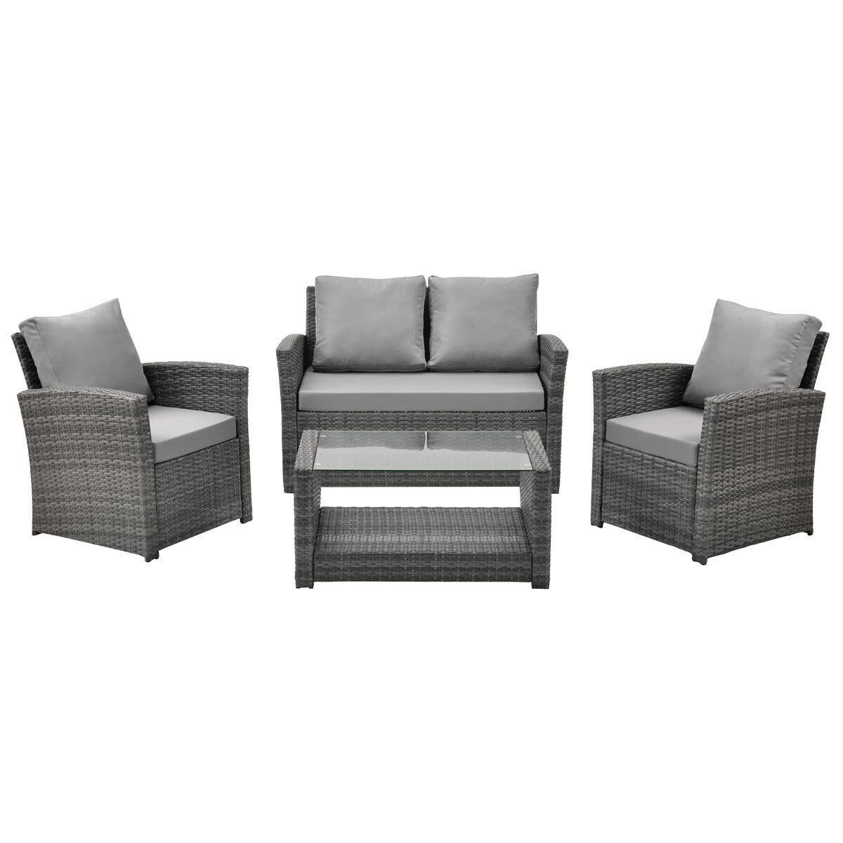SVITA ROMA Polyrattan Sitzgruppe Lounge Tisch Garnitur Garten Gartenmöbel Grau