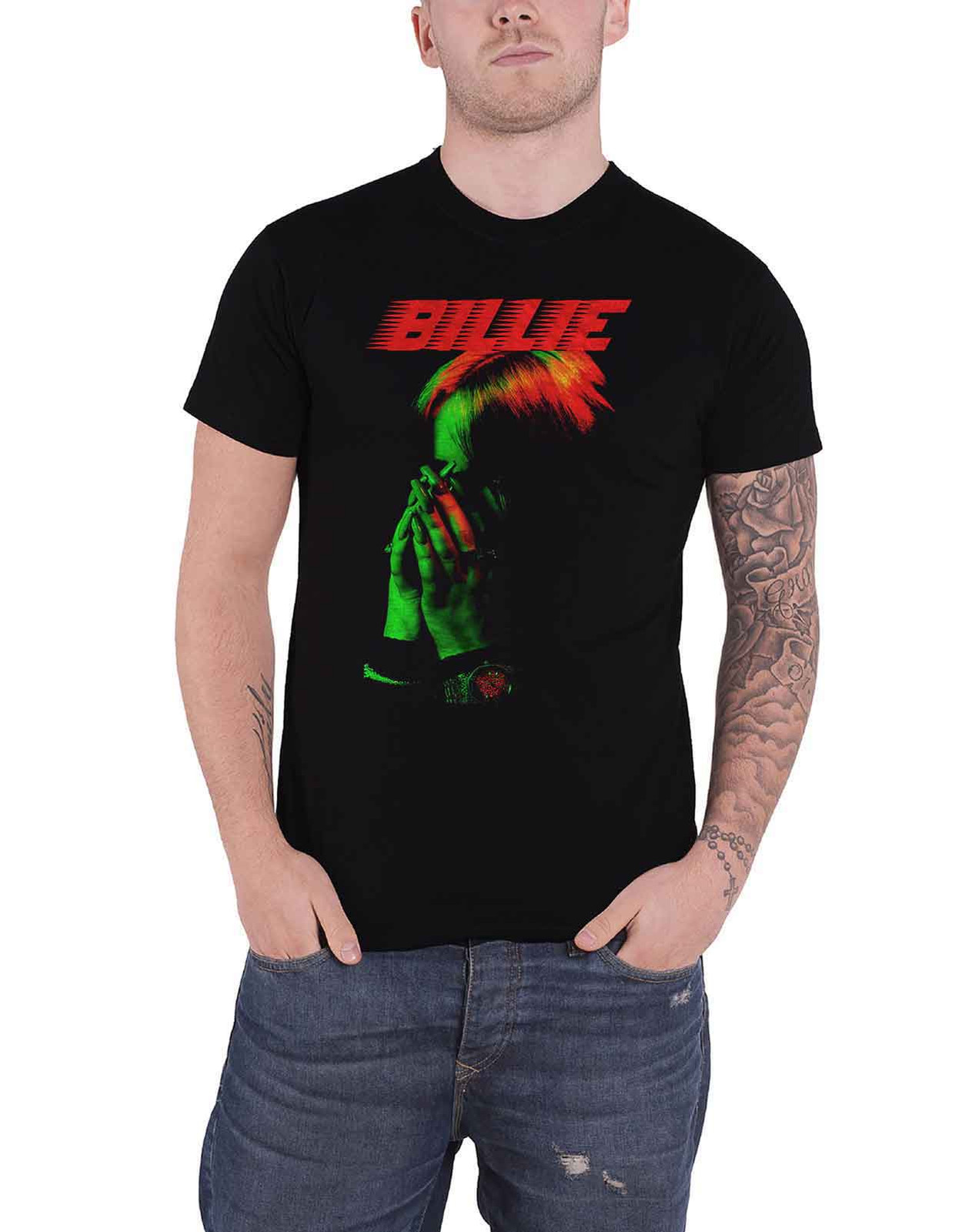 Billie Eilish T Shirt Hands and Face Logo Nue offiziell Unisex Schwarz