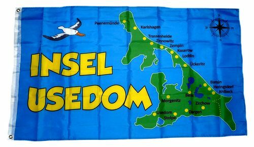 Flagge / Fahne Insel Usedom Karte Hissflagge 90 x 150 cm