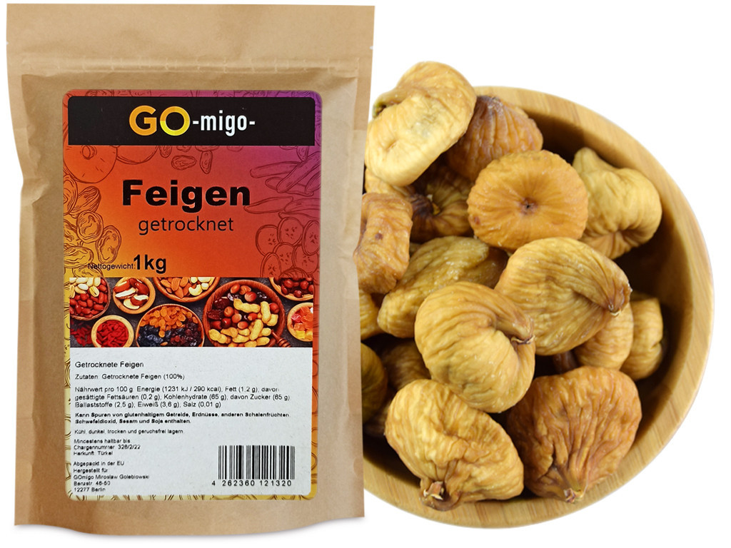1kg Feigen getrocknet ganz naturbelassen ungezuckert ungeschwefelt Trockenfeigen