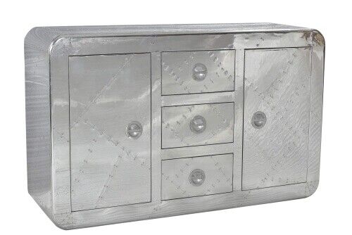 Sideboard Anrichte Airman Mangoholz  MDF mit Aluminium beschlagen