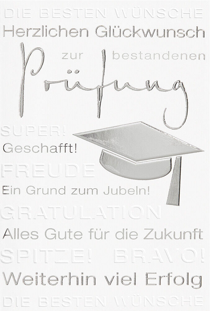 Prüfung - Glückwunschkarte im Format 11,5 x 17 cm mit Briefumschlag