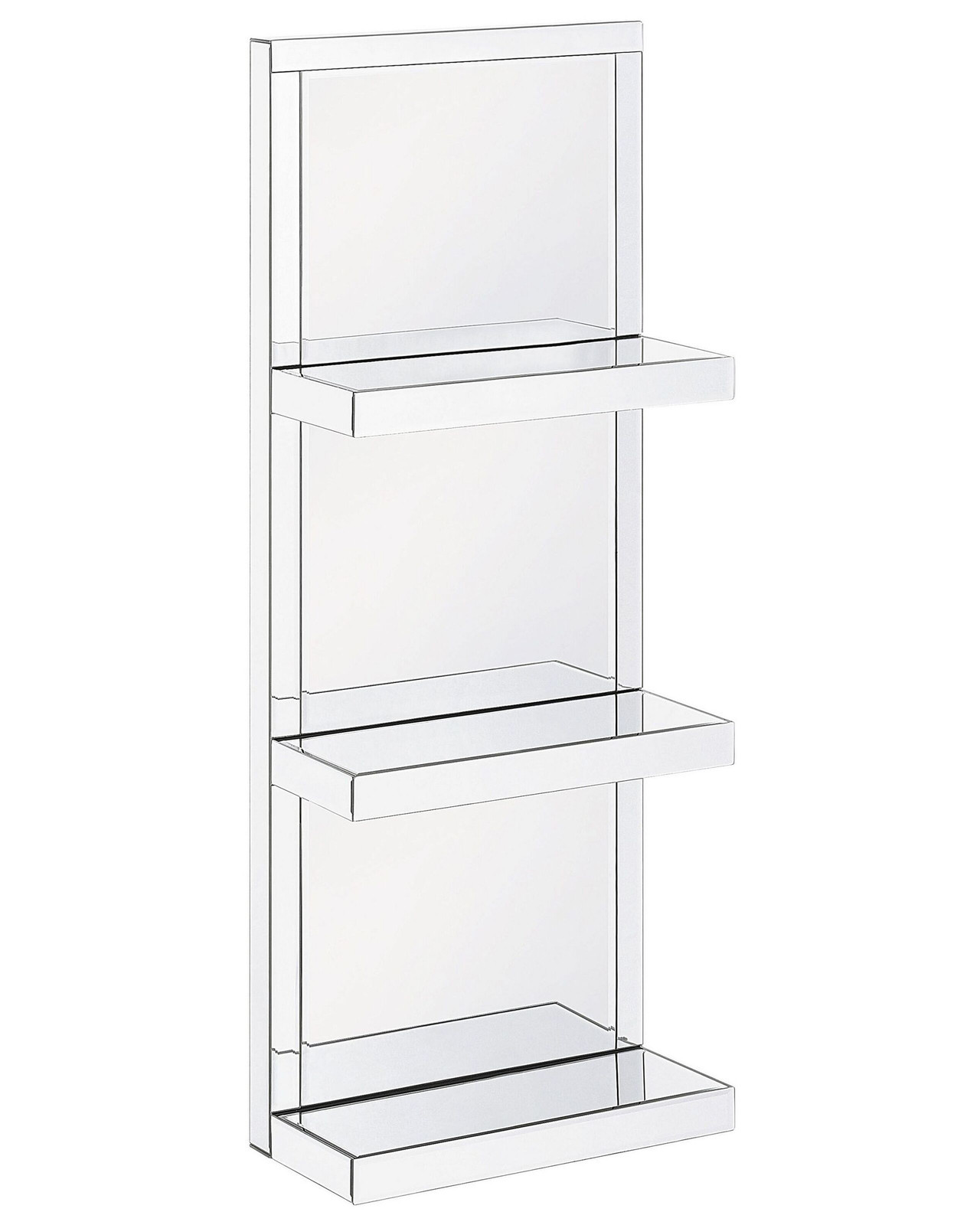 Modernes Wandregal aus Glas mit 3 Böden Spiegeleffekt glamourös silber Gaona