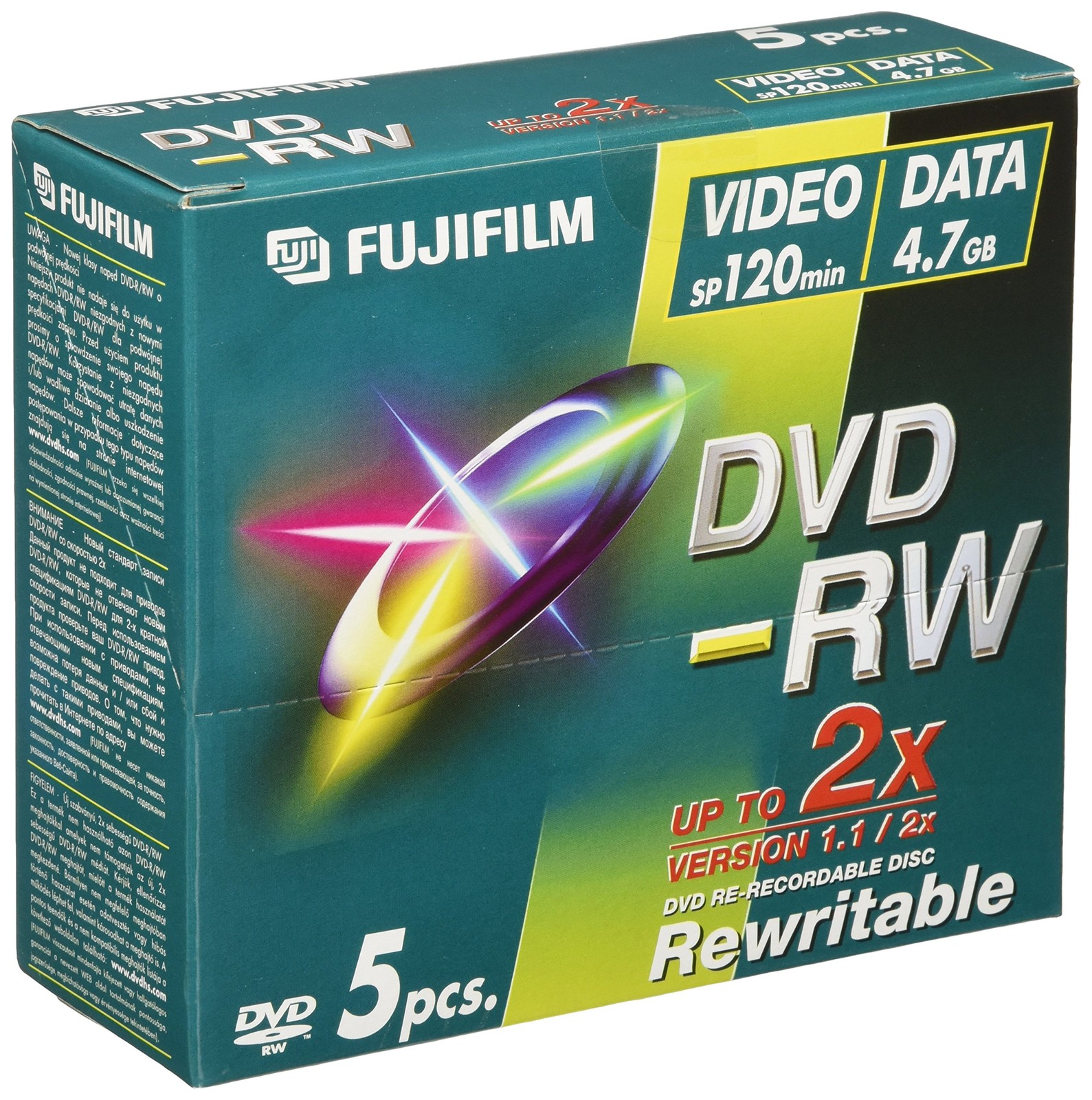 Fujifilm DVD-RW JEWEL CASE X 5 PACK (4.7GB 2X)