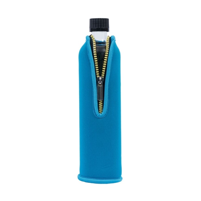 BIODORA Glasflasche mit Neoprenbezug 500 ml blau