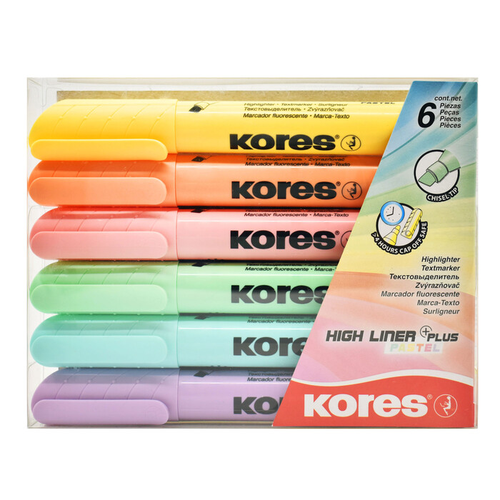 KORES Leuchtmarker High-Liner Plus 6 Stück Pastell dick