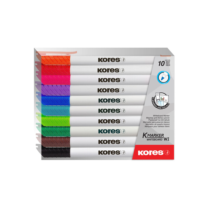 KORES Whiteboardmarker K-Marker W1 10 Stück mehrere Farben