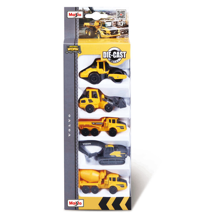 MAISTO Volvo Baufahrzeuge 8 cm 5er Set