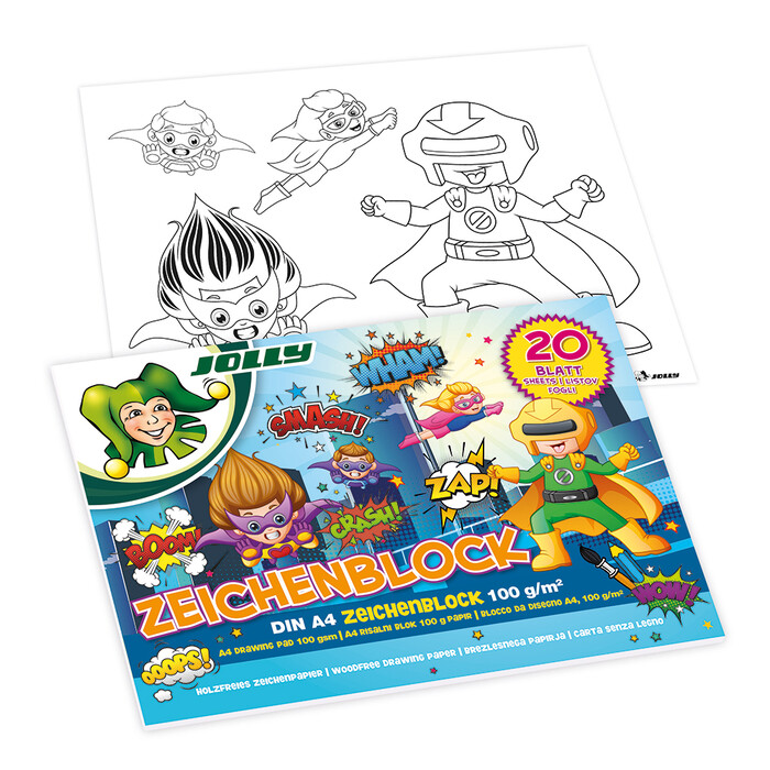 JOLLY Zeichenblock Powerkids-Design 20 Blatt A4 bunt