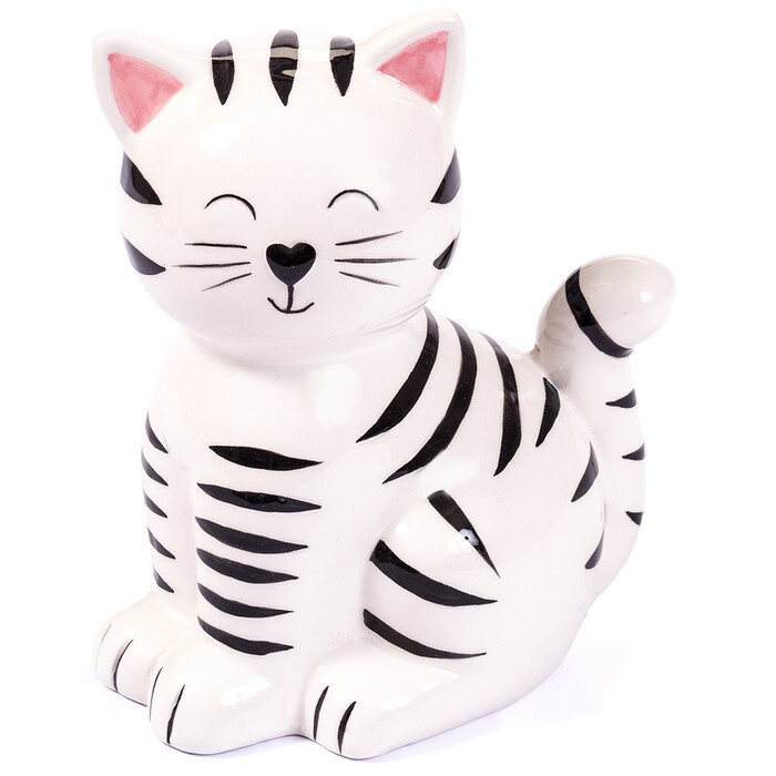 Spardose Katze 17,5 x 10,5 x 14,5 cm weiß/schwarz
