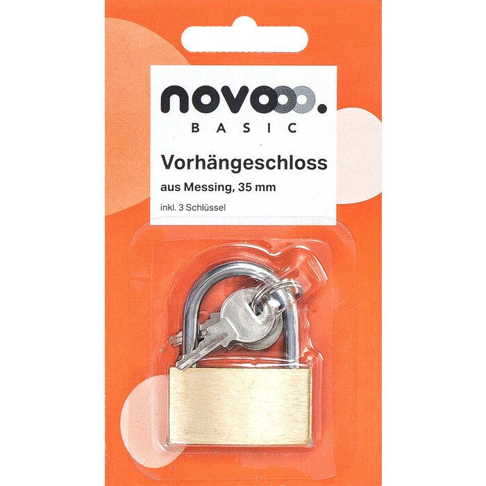 NOVOOO Basic Vorhängeschloss mit 3 Schlüsseln