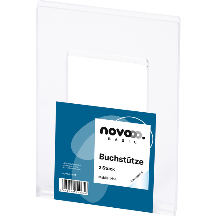 NOVOOO Basic Buchstütze 2 Stück transparent