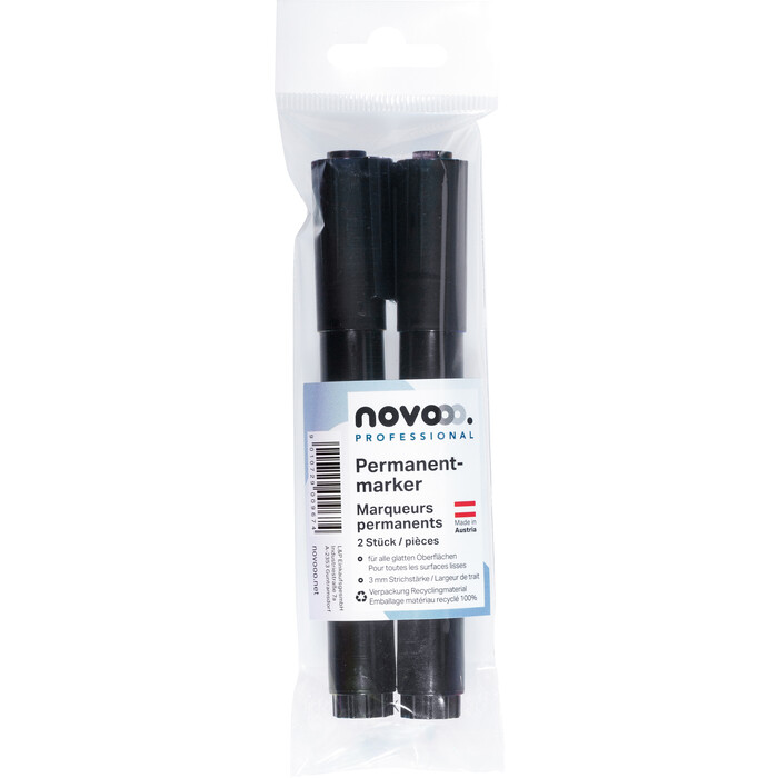 NOVOOO Professional Permanentmarker-Set 3 mm 2 Stück schwarz
