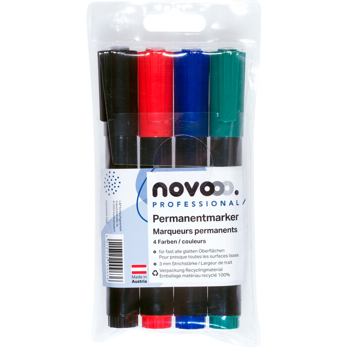 NOVOOO Professional Permanentmarker 3 mm 4 Stück mehrere Farben