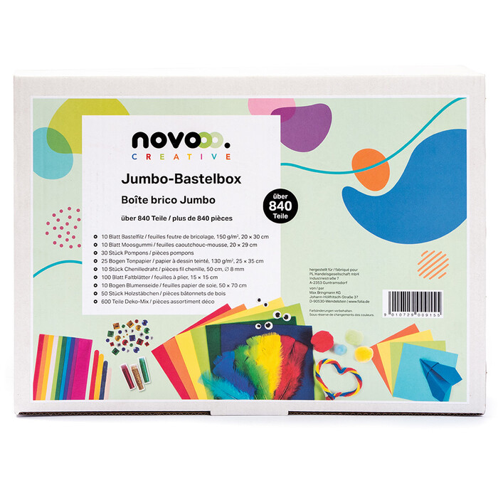 NOVOOO Creative Jumbo-Bastelbox über 840 Teile mehrere Farben