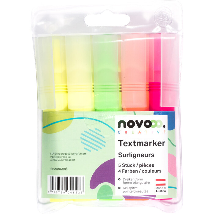 NOVOOO Creative Textmarker 5 Stück mehrere Farben