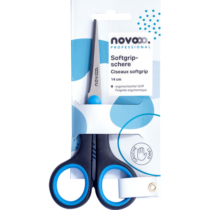 NOVOOO Professional Softgripschere links 14 cm schwarz/blau