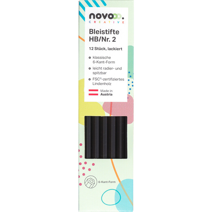 NOVOOO Creative Bleistifte HB 12 Stück schwarz lackiert