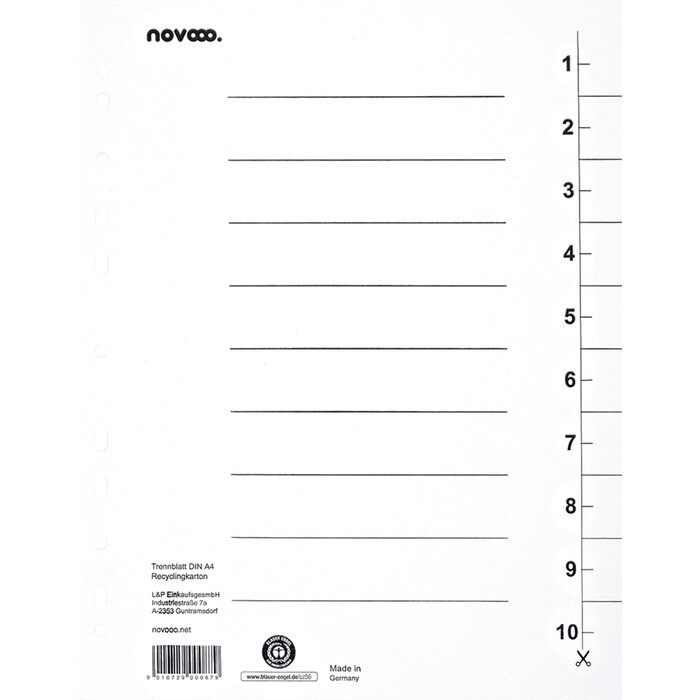 NOVOOO Trennblatt A4 weiß