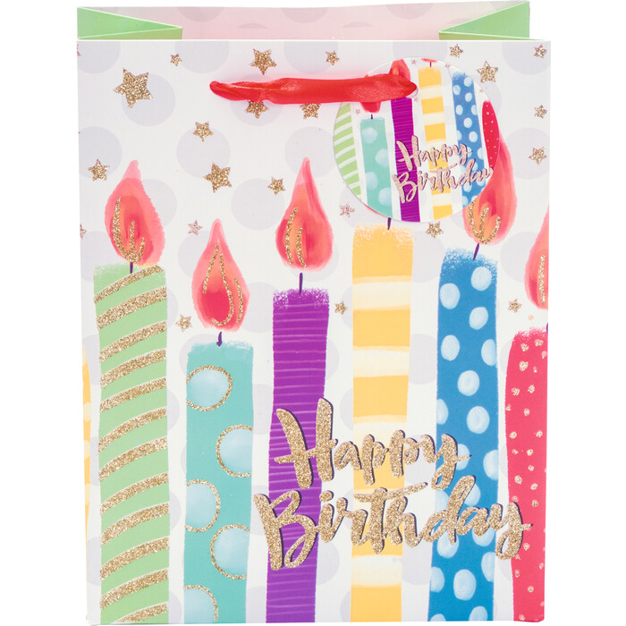 Tragetasche Happy Birthday 23 x 18 x 10 bunt
