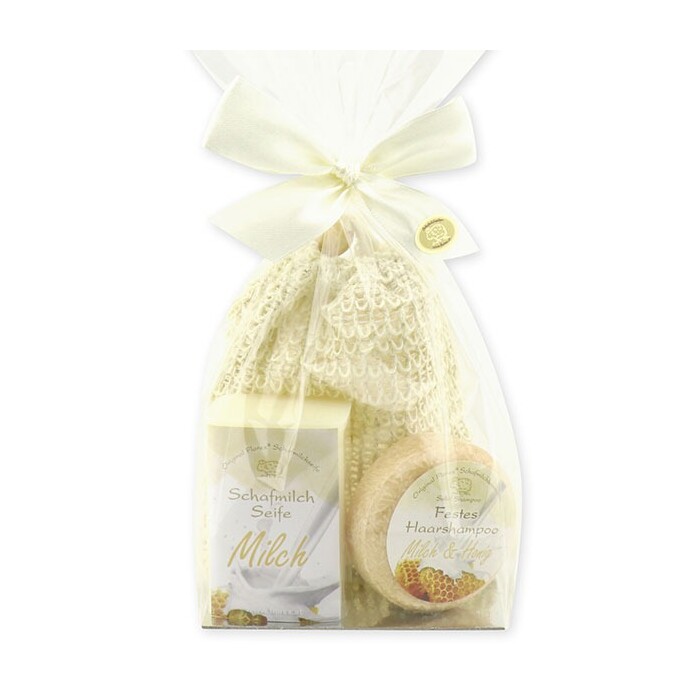 Geschenk-Set Pflege-Set Milch & Honig 3-teilig in Cellophan