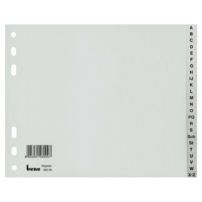 BENE Register A4 Halbformat 24-teilig A-Z grau