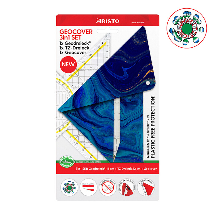 ARISTO Geocover Set 3-in-1 Geo- und TZ-Dreieck mit Schutzhülle deep blue