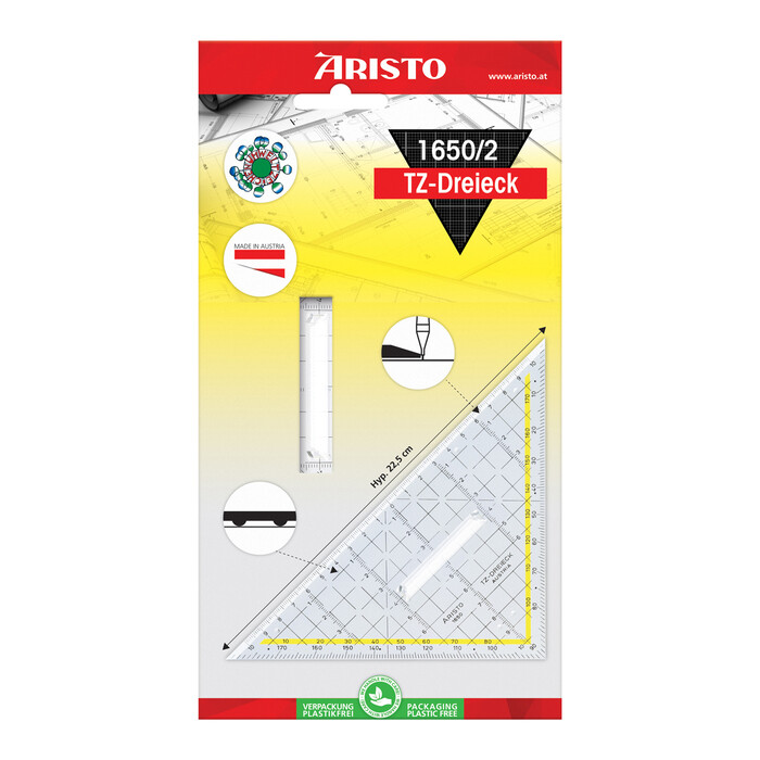 ARISTO AR1650/2 TZ-Dreieck 22.5 cm mit Griff transparent