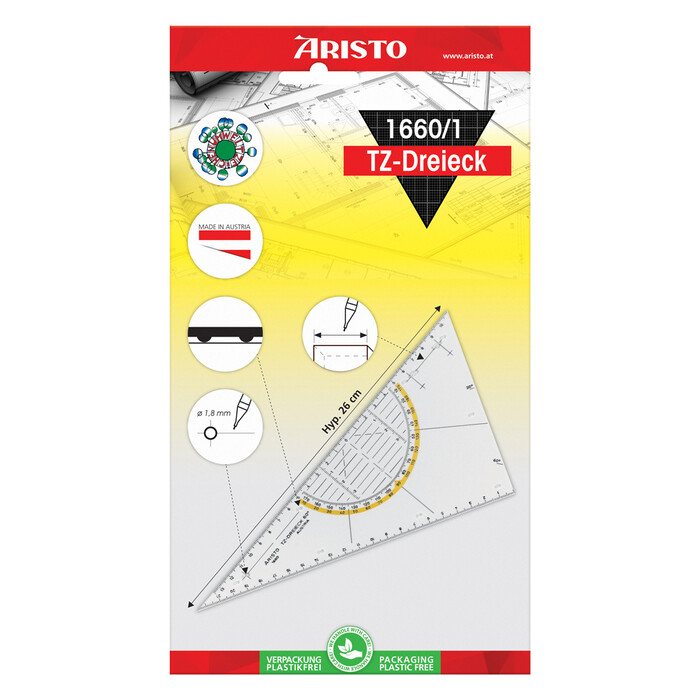 ARISTO TZ-Dreieck 1660/1 22,5 cm ohne Griff 60° transparent