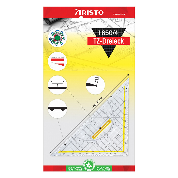 ARISTO TZ-Dreieck 1650/4 25 cm mit Griff, Facetten und Tuschenoppen transparent